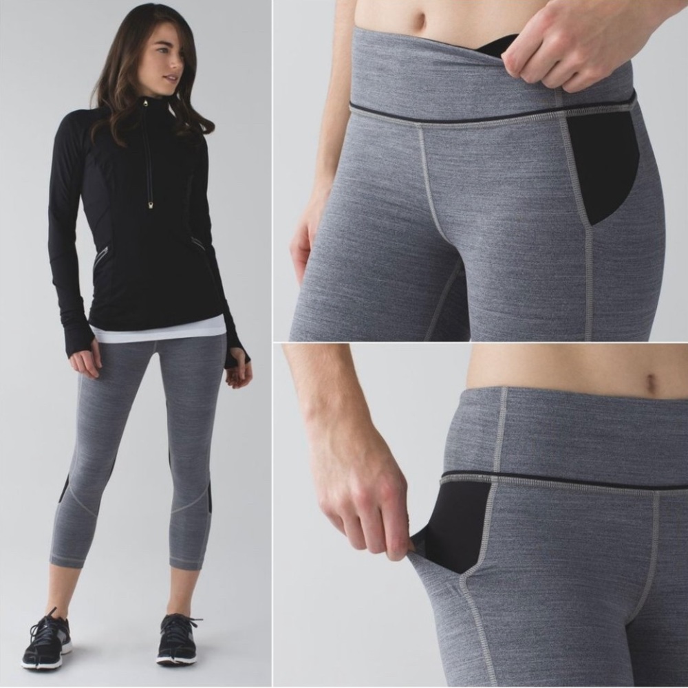 Lululemon Pace Rival Crop Leggings Space Dye Slate & Black Size 6